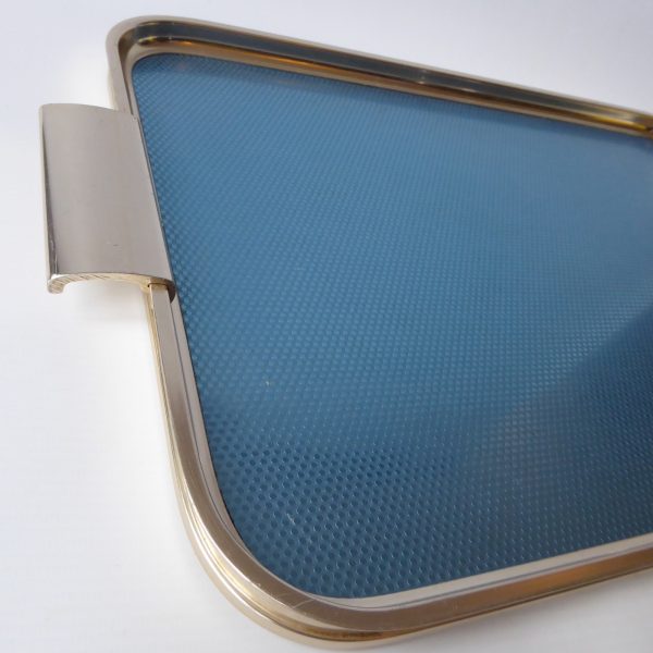 Vintage blue & gold 18" serving tray by Woodmet.  1960s/1970s retro rectangular - Image 8