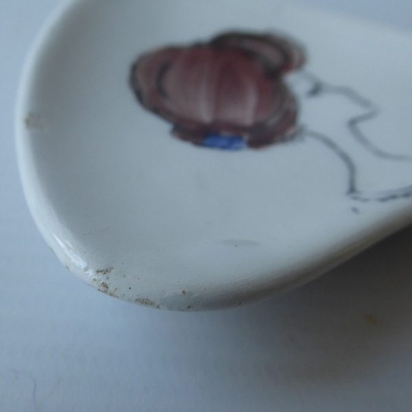 Vintage mid century small Italian pottery ceramic pin dish. Italy signed woman - Image 11