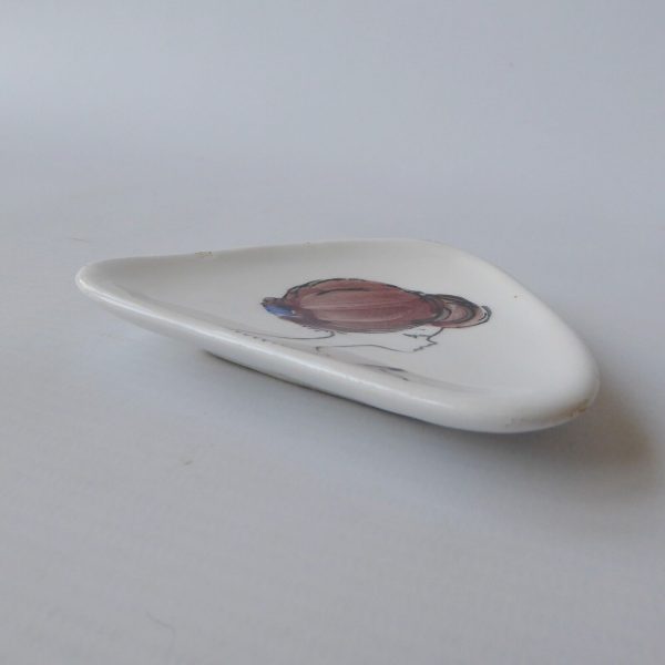 Vintage mid century small Italian pottery ceramic pin dish. Italy signed woman - Image 6