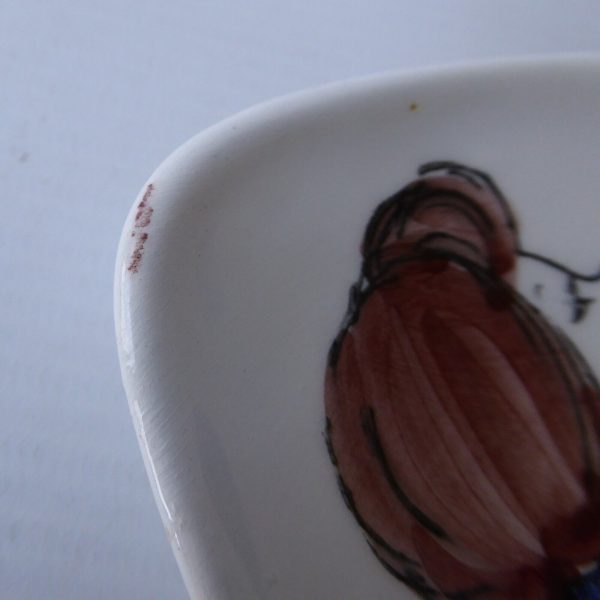 Vintage mid century small Italian pottery ceramic pin dish. Italy signed woman - Image 10