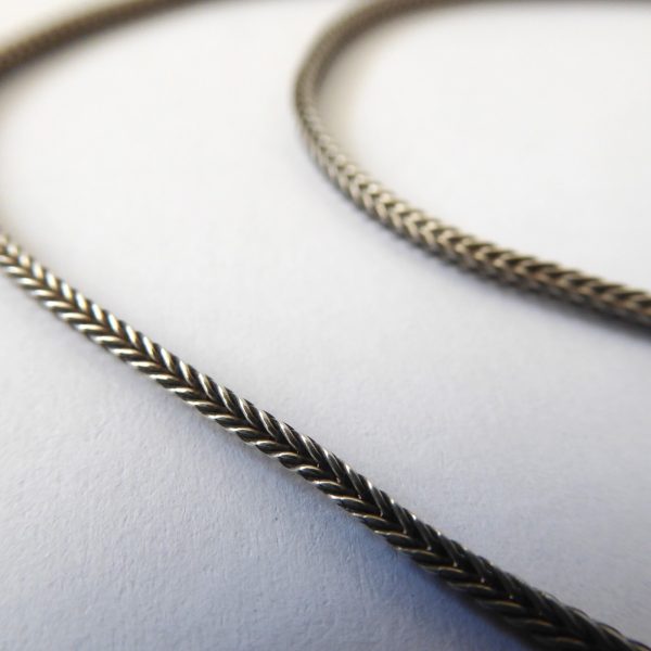 Vintage sterling 925 silver chain necklace, 24" chunky square 2mm foxtail, 7gram - Image 4