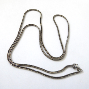 Vintage sterling 925 silver chain necklace, 24" chunky square 2mm foxtail, 7gram