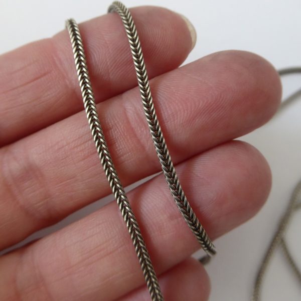 Vintage sterling 925 silver chain necklace, 24" chunky square 2mm foxtail, 7gram - Image 5