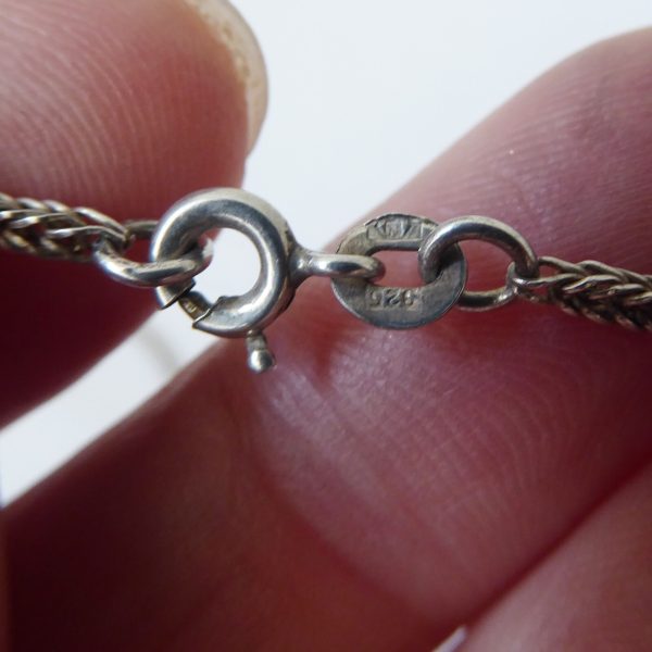 Vintage sterling 925 silver chain necklace, 24" chunky square 2mm foxtail, 7gram - Image 6
