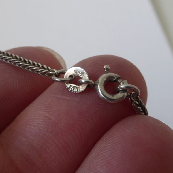 Vintage sterling 925 silver chain necklace, 24" chunky square 2mm foxtail, 7gram - Image 7