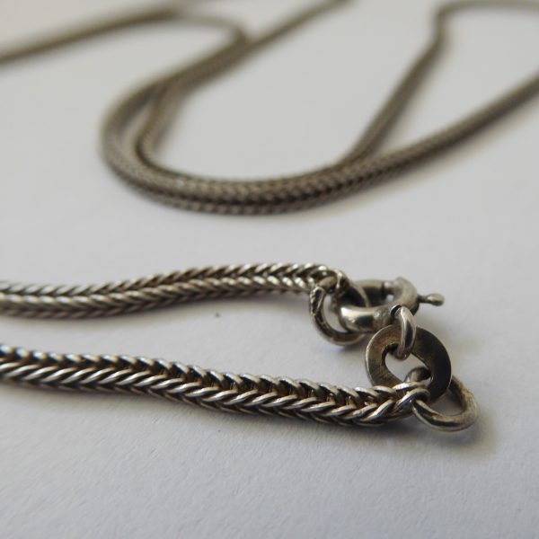 Vintage sterling 925 silver chain necklace, 24" chunky square 2mm foxtail, 7gram - Image 8