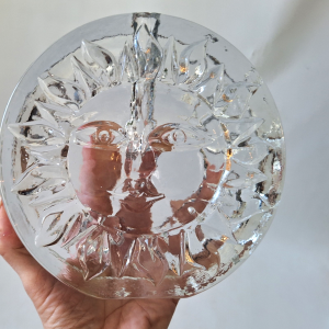 Walther Glas round sun art glass bud vase solifleur, block, vintage retro German