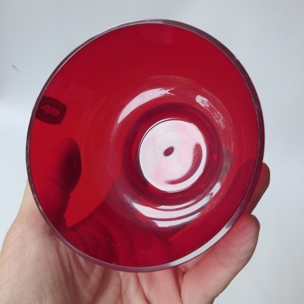 Whitefriars M114 glass dessert fruit bowl, vintage 1970s. Ruby red both stickers - Image 11