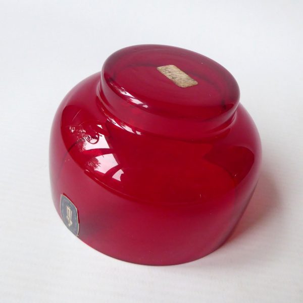 Whitefriars M114 glass dessert fruit bowl, vintage 1970s. Ruby red both stickers - Image 7