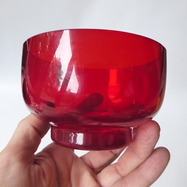 Whitefriars M114 glass dessert fruit bowl, vintage 1970s. Ruby red both stickers - Image 10
