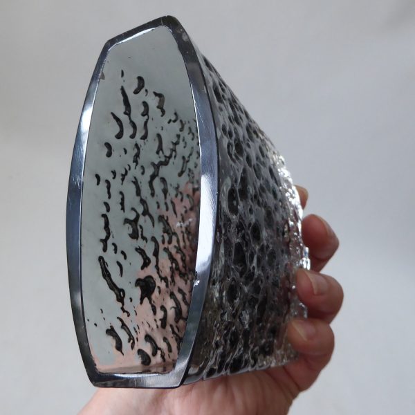 Whitefriars bow fronted nailhead 9685 pewter grey art glass vase, Baxter 60s/70s - Image 12