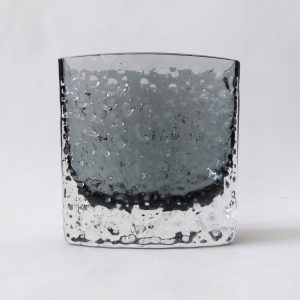 Whitefriars bow fronted nailhead 9685 pewter grey art glass vase, Baxter 60s/70s
