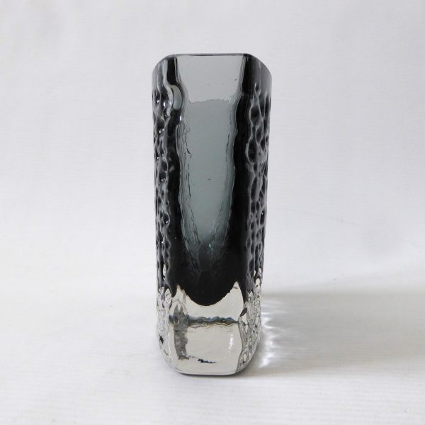 Whitefriars bow fronted nailhead 9685 pewter grey art glass vase, Baxter 60s/70s - Image 5
