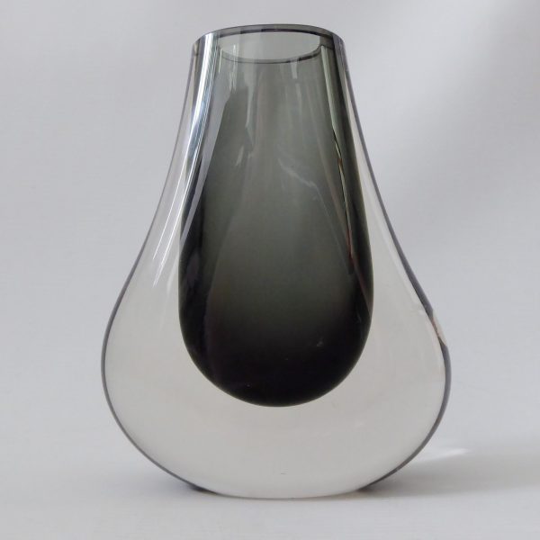 Whitefriars pewter grey hambone 9656 vintage art glass vase, 5.5" Baxter 1960s - Image 3