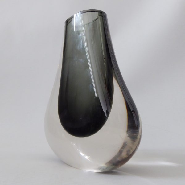 Whitefriars pewter grey hambone 9656 vintage art glass vase, 5.5" Baxter 1960s - Image 5