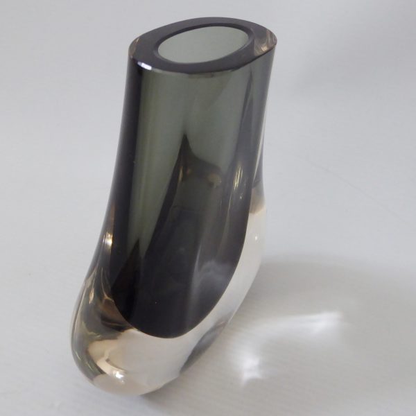Whitefriars pewter grey hambone 9656 vintage art glass vase, 5.5" Baxter 1960s - Image 6
