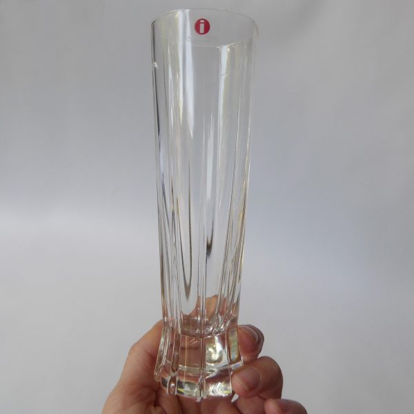 iittala Finland Viiri 1990 tall champagne flute glass, Valto Kokko. Vintage vase