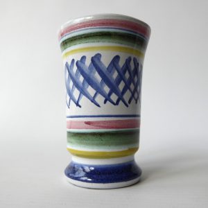 1955-1956 vintage Rye Pottery small vase. 1950s clay striped posy pot. Studio 3"
