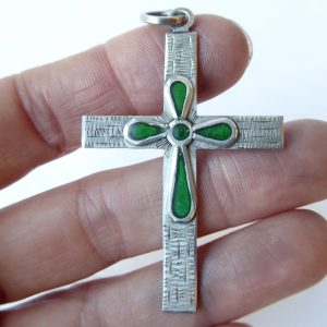1970s Prata silver 900 cross pendant for necklace. Crucifix brutalist modernist