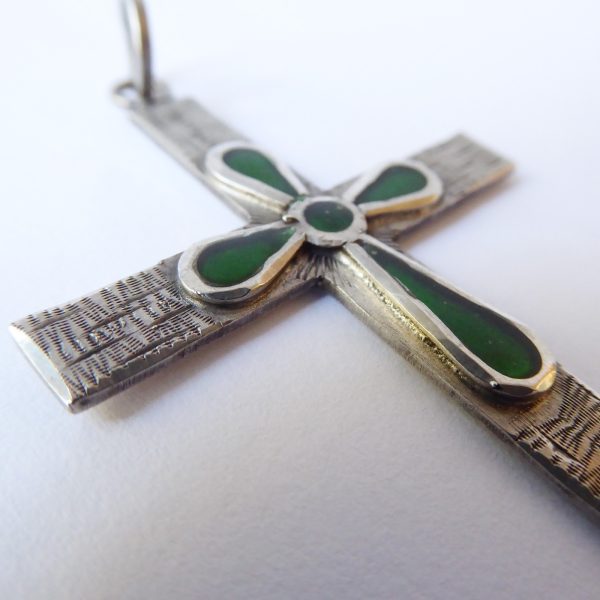 1970s Prata silver 900 cross pendant for necklace. Crucifix brutalist modernist - Image 5