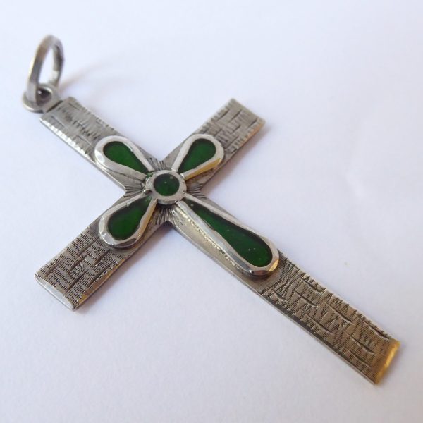1970s Prata silver 900 cross pendant for necklace. Crucifix brutalist modernist - Image 6