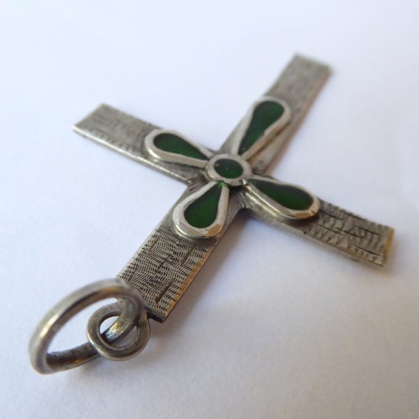 1970s Prata silver 900 cross pendant for necklace. Crucifix brutalist modernist - Image 7