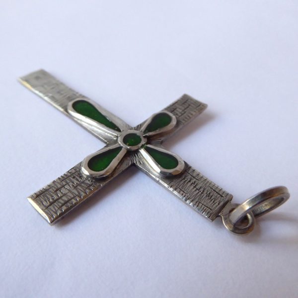 1970s Prata silver 900 cross pendant for necklace. Crucifix brutalist modernist - Image 8