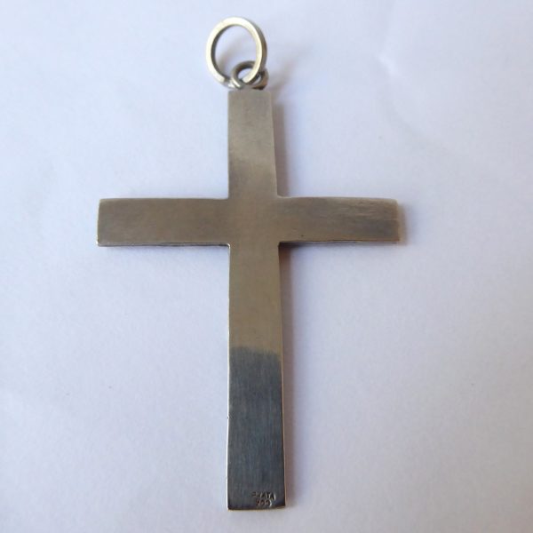 1970s Prata silver 900 cross pendant for necklace. Crucifix brutalist modernist - Image 9