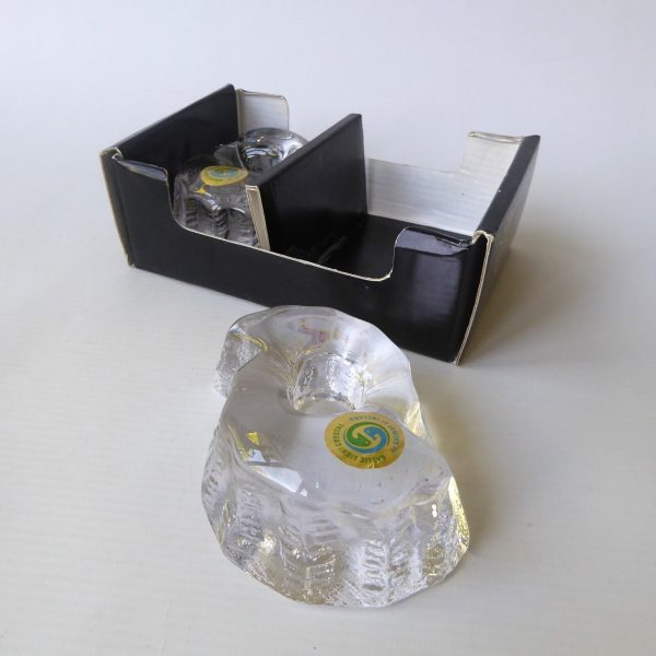 2 vintage boxed Galway Ireland Gaelic crystal art glass dinner candle holders - Image 3