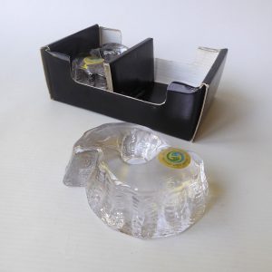 2 vintage boxed Galway Ireland Gaelic crystal art glass dinner candle holders