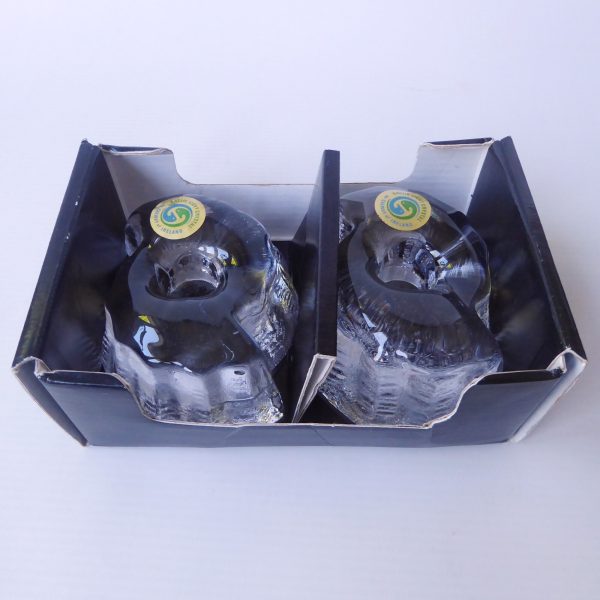 2 vintage boxed Galway Ireland Gaelic crystal art glass dinner candle holders - Image 5