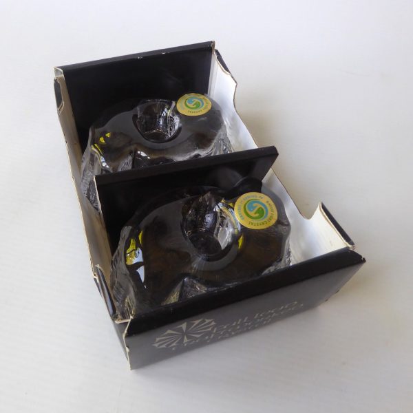 2 vintage boxed Galway Ireland Gaelic crystal art glass dinner candle holders - Image 6