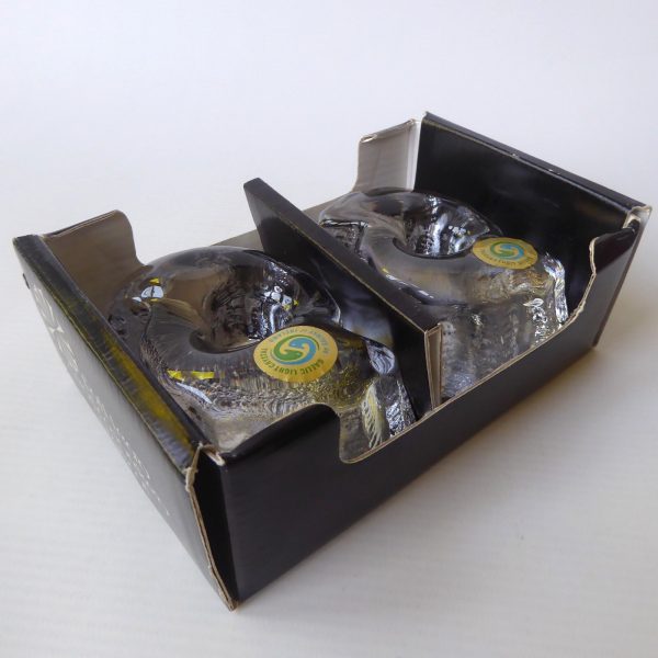 2 vintage boxed Galway Ireland Gaelic crystal art glass dinner candle holders - Image 7