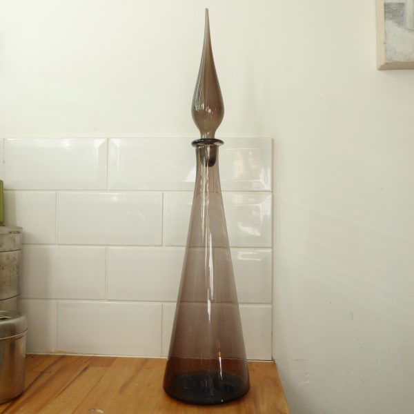 23" Empoli genie bottle decanter, Italian. Vintage conical art glass mid century - Image 5
