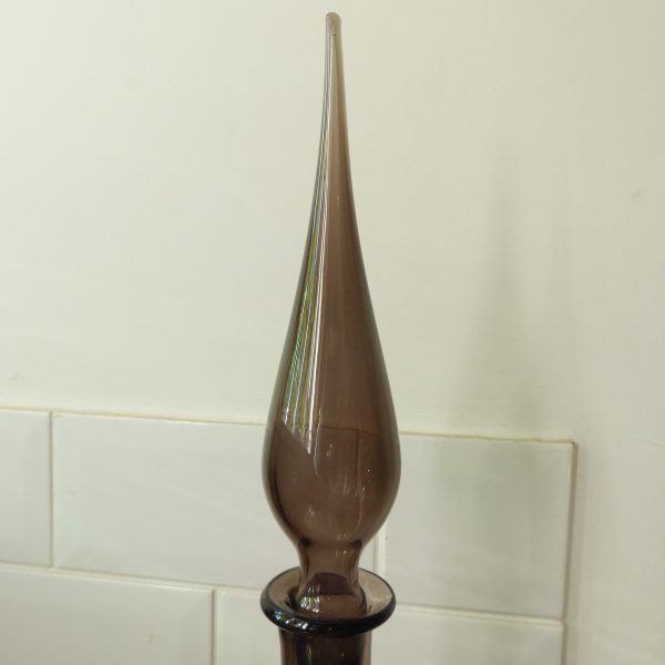 23" Empoli genie bottle decanter, Italian. Vintage conical art glass mid century - Image 7