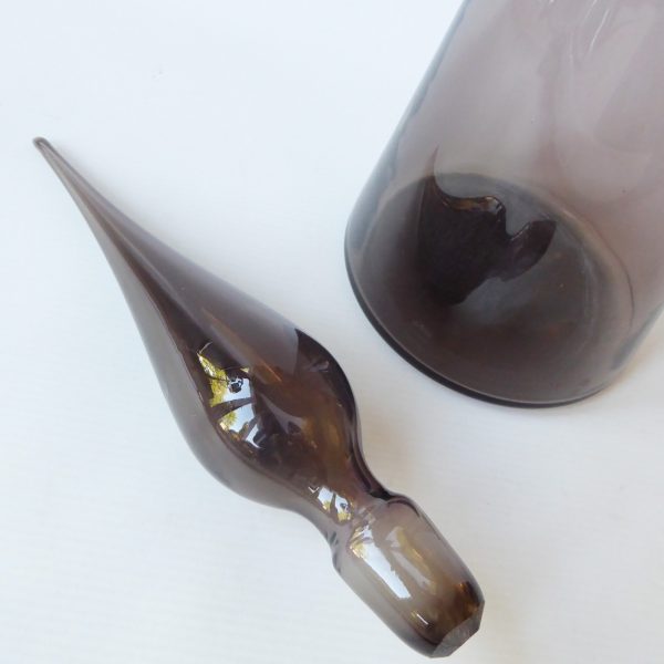 23" Empoli genie bottle decanter, Italian. Vintage conical art glass mid century - Image 9