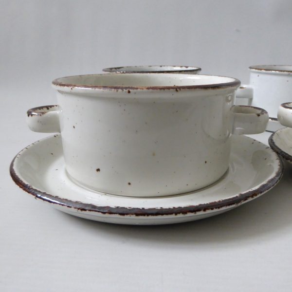 4 Midwinter Creation soup bowls + saucers, 1970s 1980s. Stonehenge pottery cups - Image 7