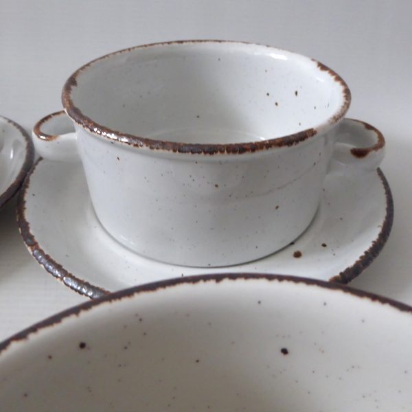 4 Midwinter Creation soup bowls + saucers, 1970s 1980s. Stonehenge pottery cups - Image 8