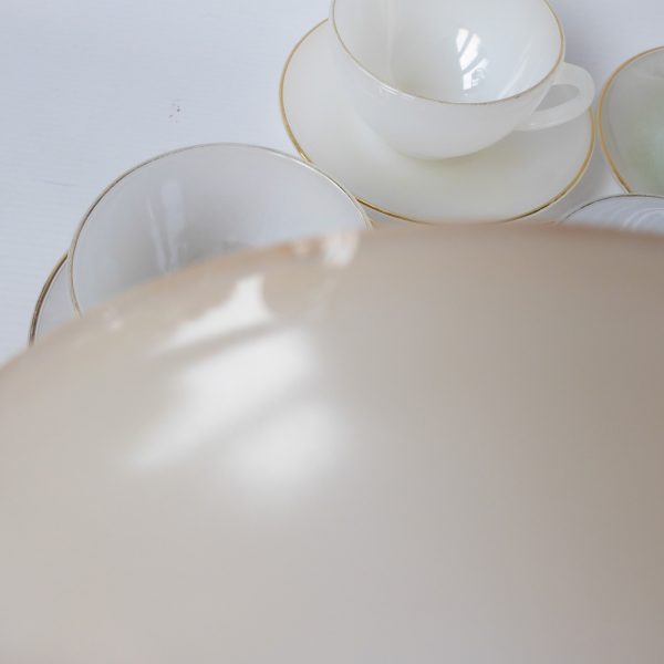 6 vintage Arcopal France glass opalescent Harlequin cups saucers. Pastels opale - Image 18