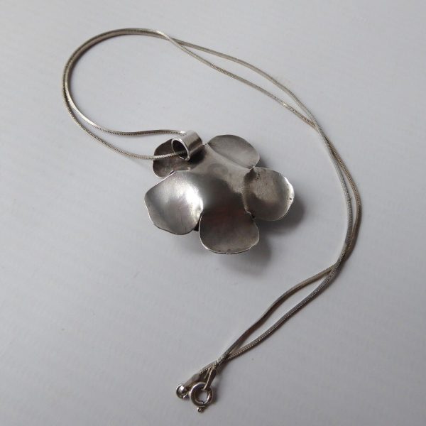 Ail Aluma sterling silver 925 rose flower pendant, 19" box chain necklace, 11g - Image 12