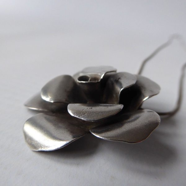 Ail Aluma sterling silver 925 rose flower pendant, 19" box chain necklace, 11g - Image 7