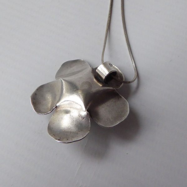 Ail Aluma sterling silver 925 rose flower pendant, 19" box chain necklace, 11g - Image 10
