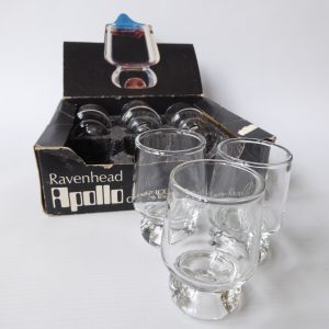 Boxed set 6 Ravenhead Apollo shot liqueur port small glasses vintage retro 1970s
