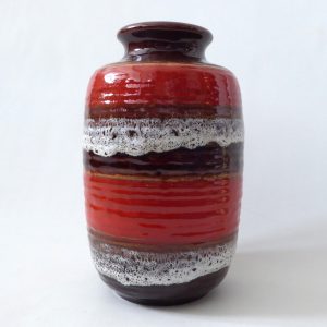 Carstens Tönnieshof 7904-20 red brown lava stripe pottery vase West German retro