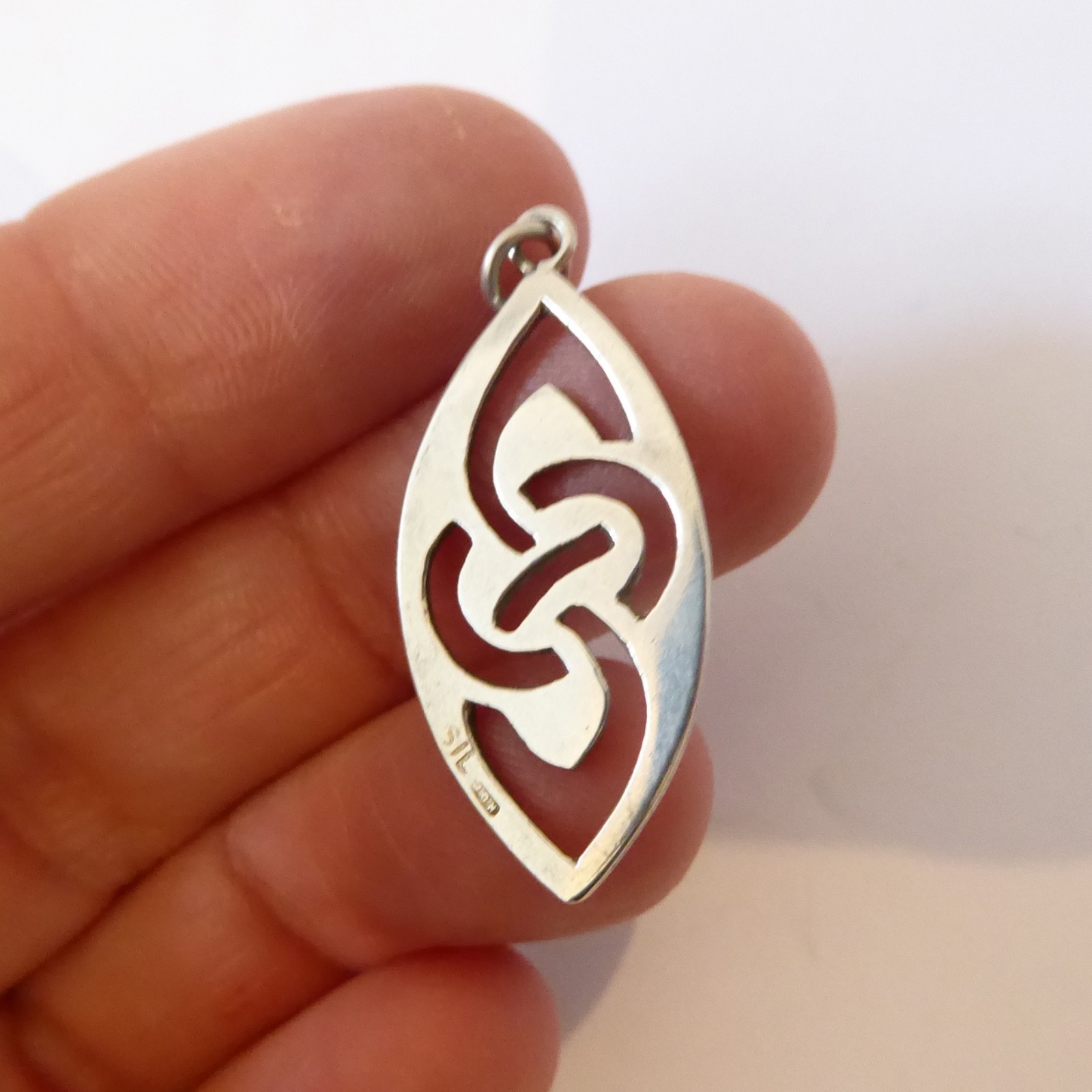 Celtic necklace pendant, sterling 925 silver. Oval ellipse openwork, stamped - Image 6