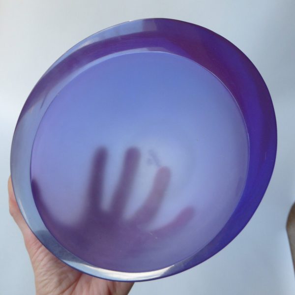 Christy lucite perspex large 8" geode bowl, flat rim, round. Mauve indigo lilac - Image 13