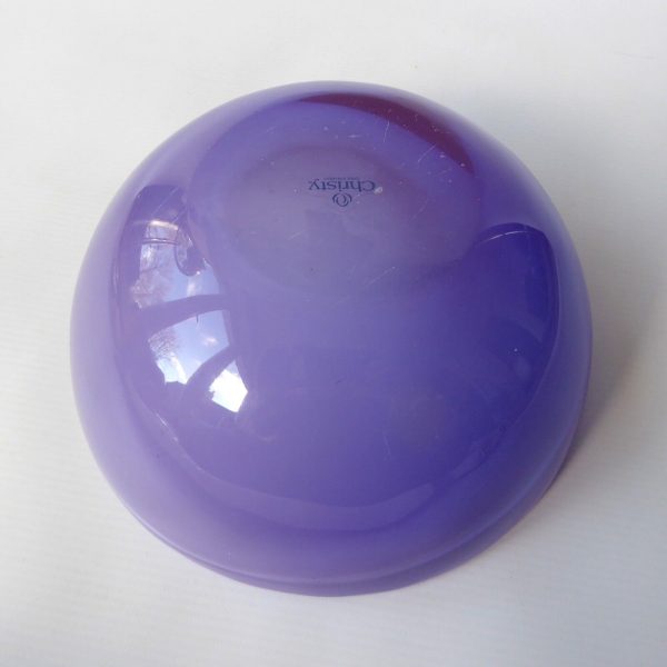 Christy lucite perspex large 8" geode bowl, flat rim, round. Mauve indigo lilac - Image 9