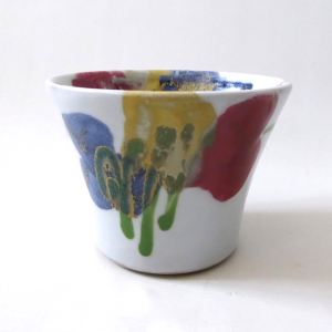 Dartington Pottery Janice Tchalenko Poppy abstract plant pot holder planter 11cm