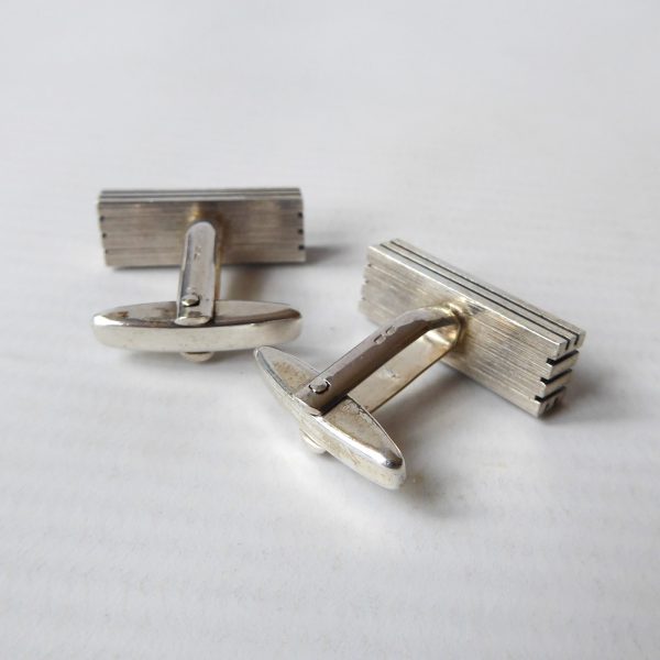 German 21g Mid century silver cufflinks, FS F. Scheurle 925 sterling 1960s lines - Image 12