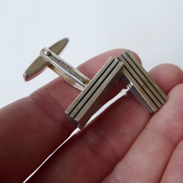 German 21g Mid century silver cufflinks, FS F. Scheurle 925 sterling 1960s lines - Image 14